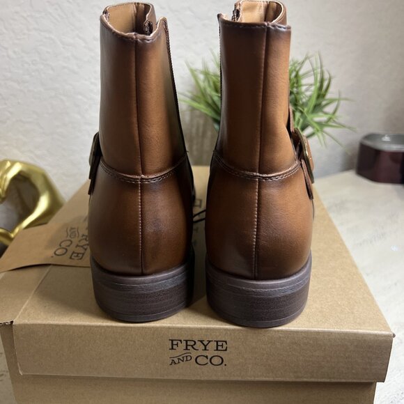 Womens Frye & Company Cormac Tawney Brown Moto Booties - Picture 4 of 12